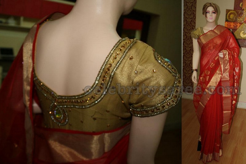 Ethnic Chanderi Printed Saree With Blouse main image 1