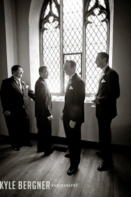 Groomsman waiting before the ceremony at Chase Court in Baltimore