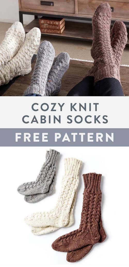 Cozy Knit Cabin Socks - Free Pattern 