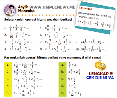 Pelajaran mtk kls 5 operasi hitung pecahan