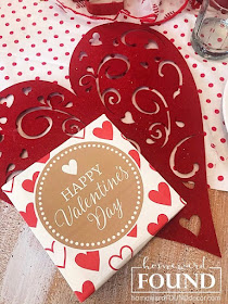 hearts, valentines, home decor, tablescape, red, sweet sweater snowmen, gift wrap wall art, diy, party, winter