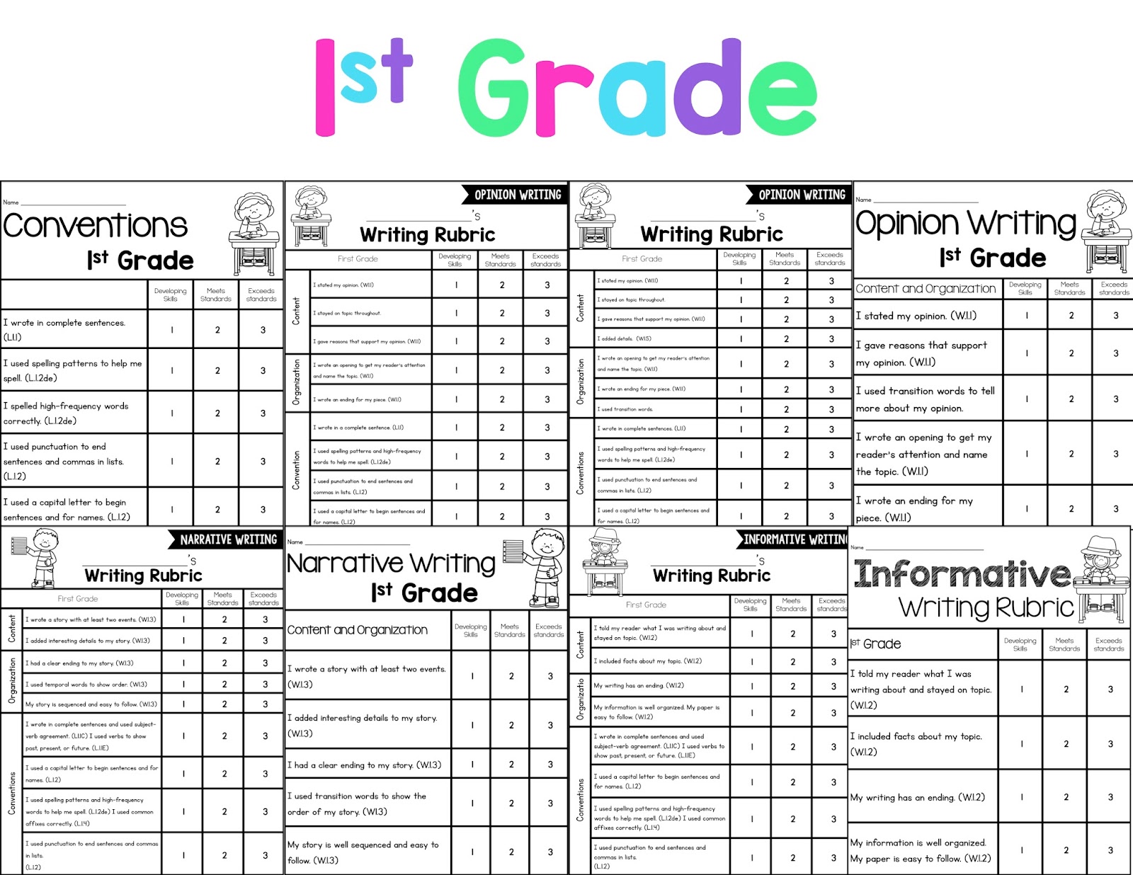 informational writing rubric first grade