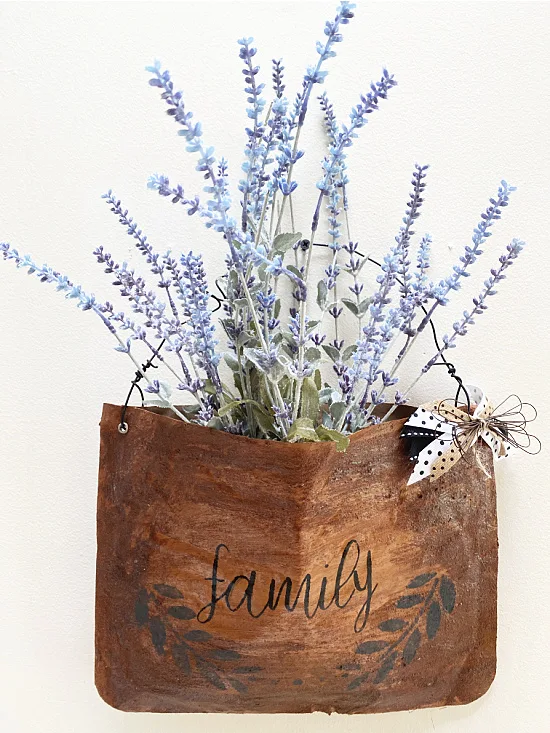 leather looking bag filled with lavender