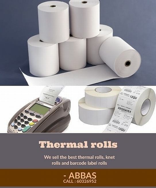 Thermal Rolls Kuwait Thermal rolls for POS machine's, , Label