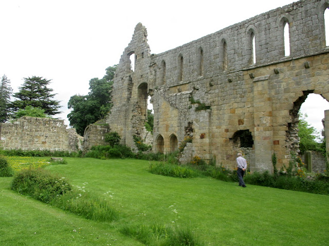 Pete browsing Jervaulx Abbey