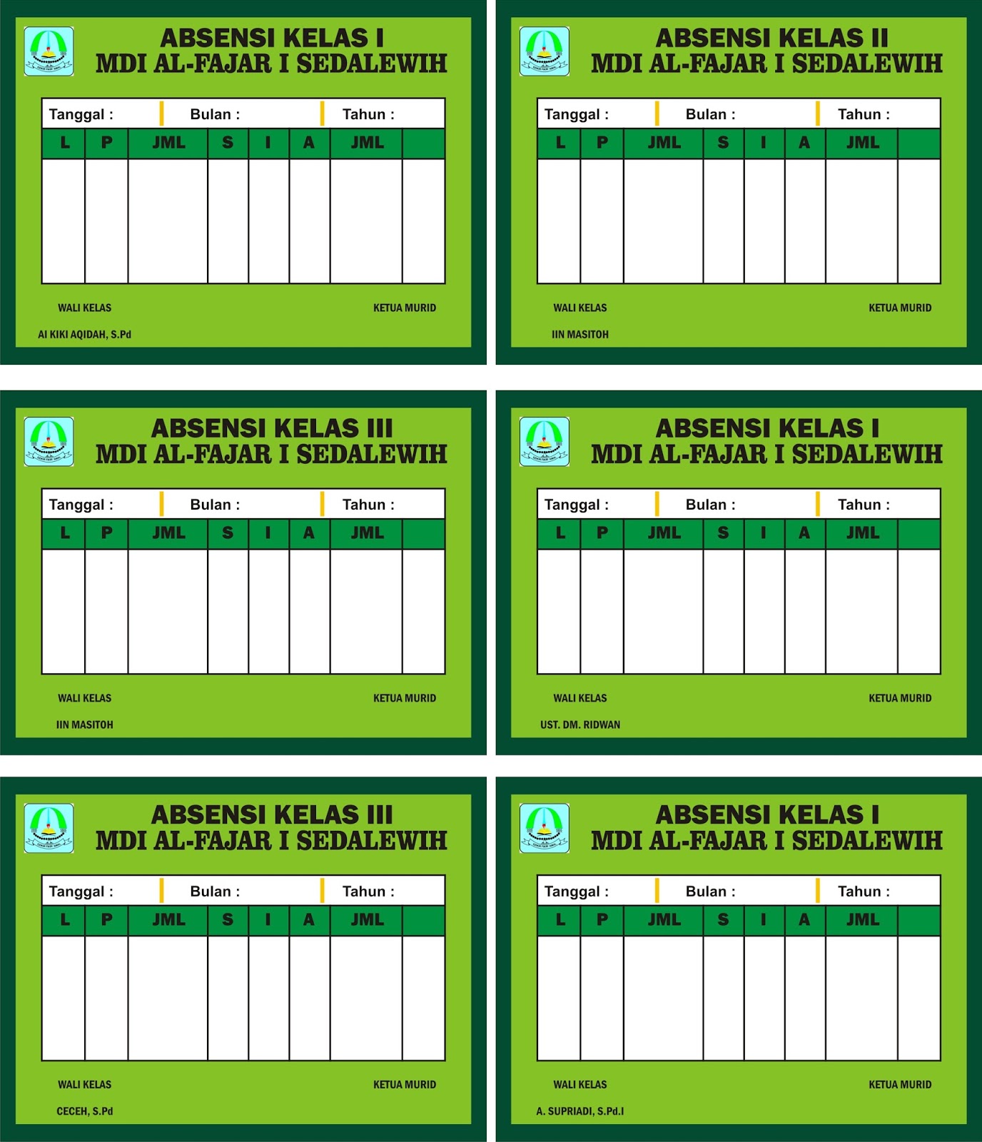 Download Contoh Papan Absensi Kelas.cdr KARYAKU
