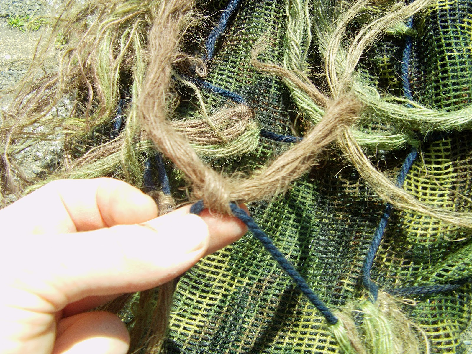 Sniper Ghillie Part 6 Tying the twine