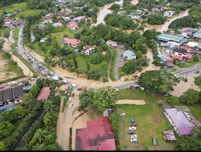 Keadaan Hujan lebat banjir di 12 kampung dan taman perumahan Penampang