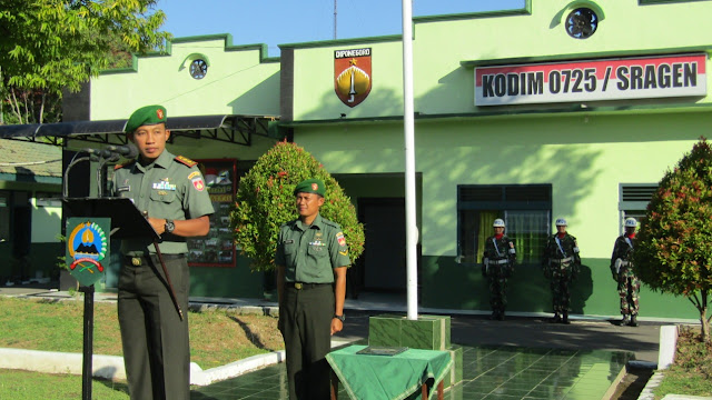 Upacara Bendera Pupuk Nasionalisme Prajurit Kodim Sragen