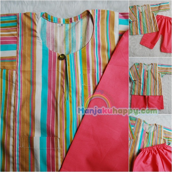 Manjakuhappy Sihat ceria riang bergaya Baju  Melayu  Stripe 