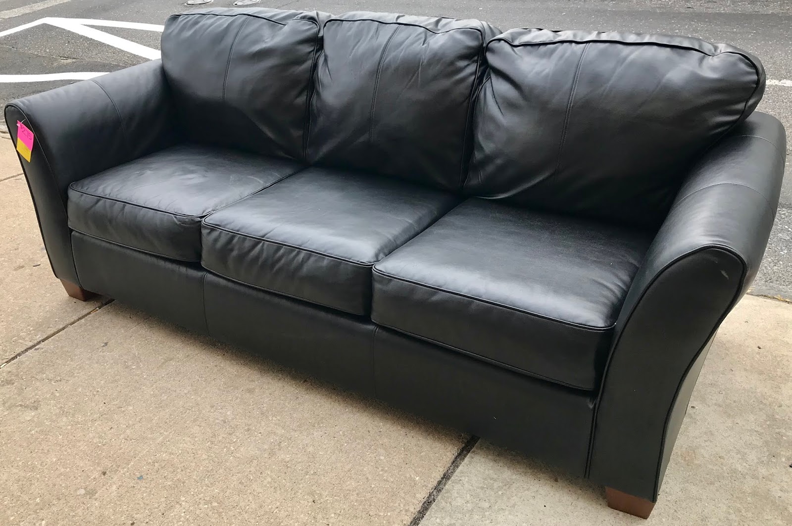 Uhuru Furniture & Collectibles Black Faux Leather Sofa 275 SOLD