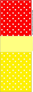 Etiqueta Tic Tac para imprimir gratis de Rojo, Amarillo y Lunares Blancos.