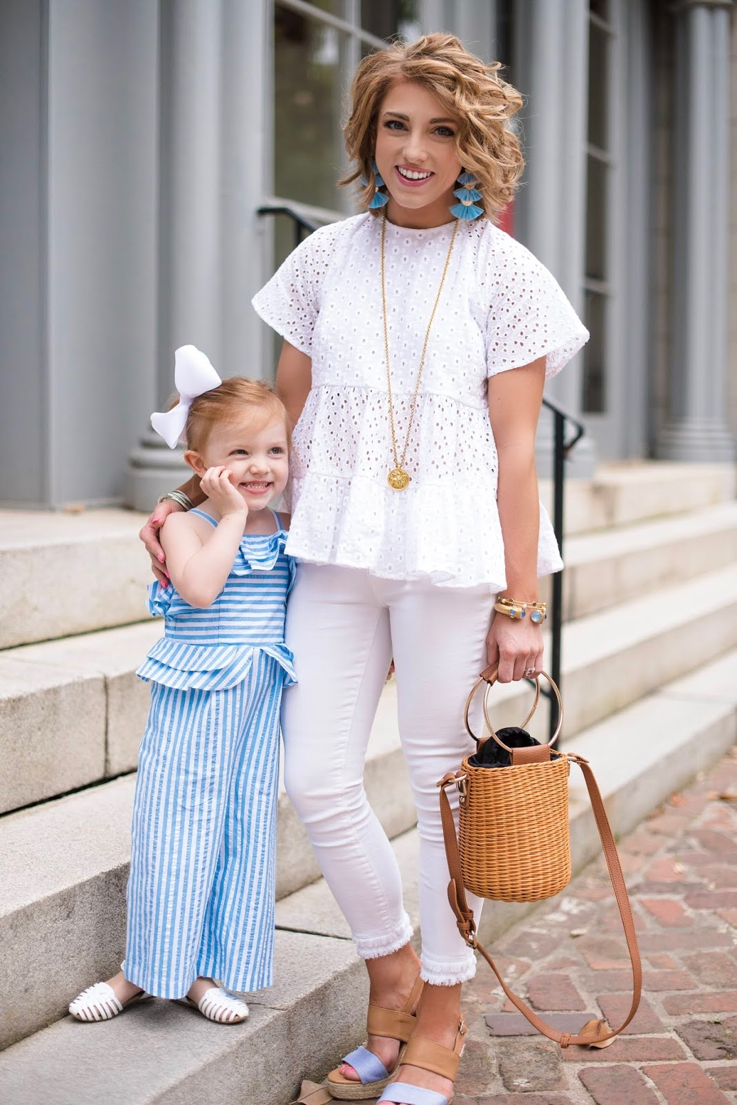 Mommy and me in blue and white - Something Delightful Blog