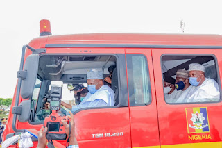President Muhammadu Buhari was  commended  by Gombe Governor for Reinvigorating Federal Fire Service, As He Inaugurates Modern Fire Fighting Truck, Appliances Deployed to Gombe.