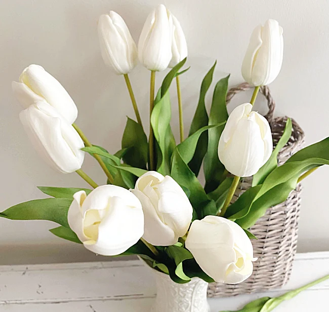 Artificial White tulips in a vase