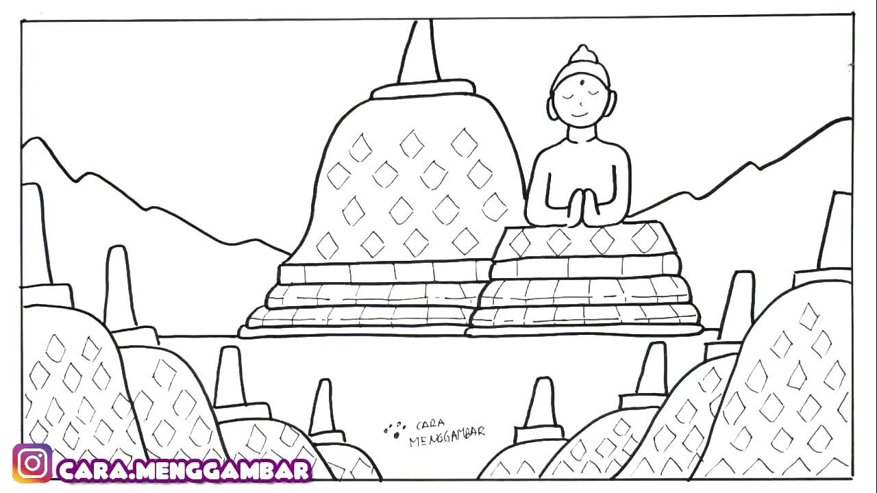 Cara Menggambar Tema Keajaiban Dunia Candi Borobudur (Ep 313)