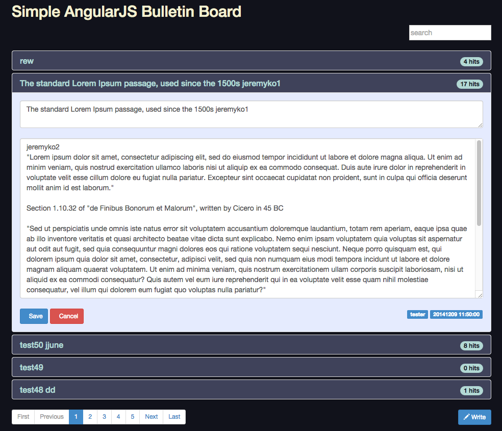 쭌안아빠 AngularJS 게시판 accordion 스타일