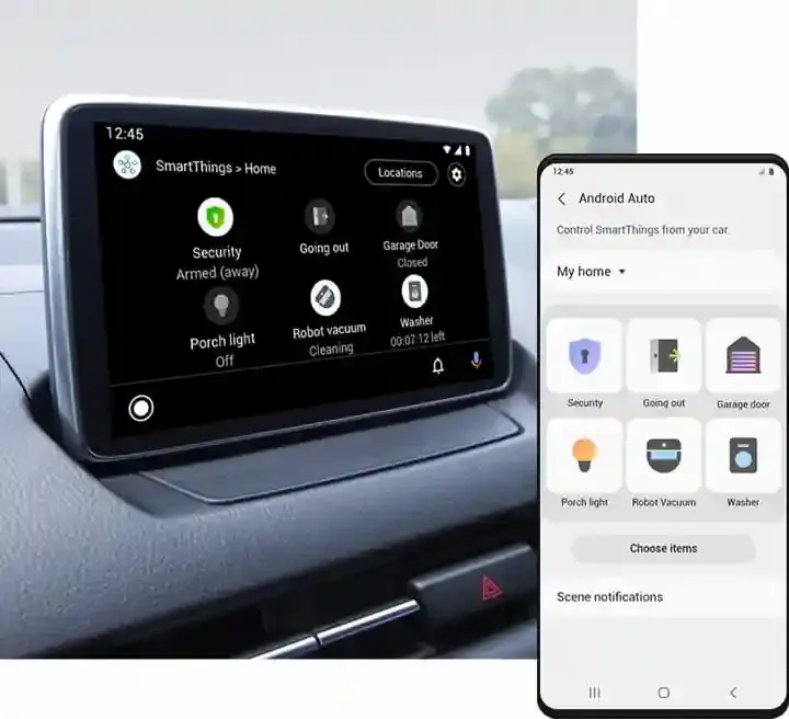 تكامل Android Auto  و Samsung SmartThings للتحكم في أجهزتك الذكية من سيارتك