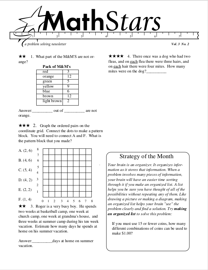 Math Stars - for summer math and more