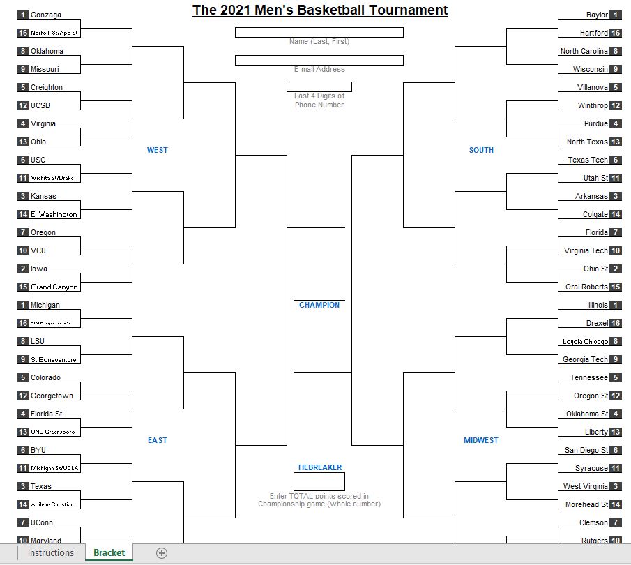 Excel Tips From The Best 2021 March Madness Brackets Latest Tips 