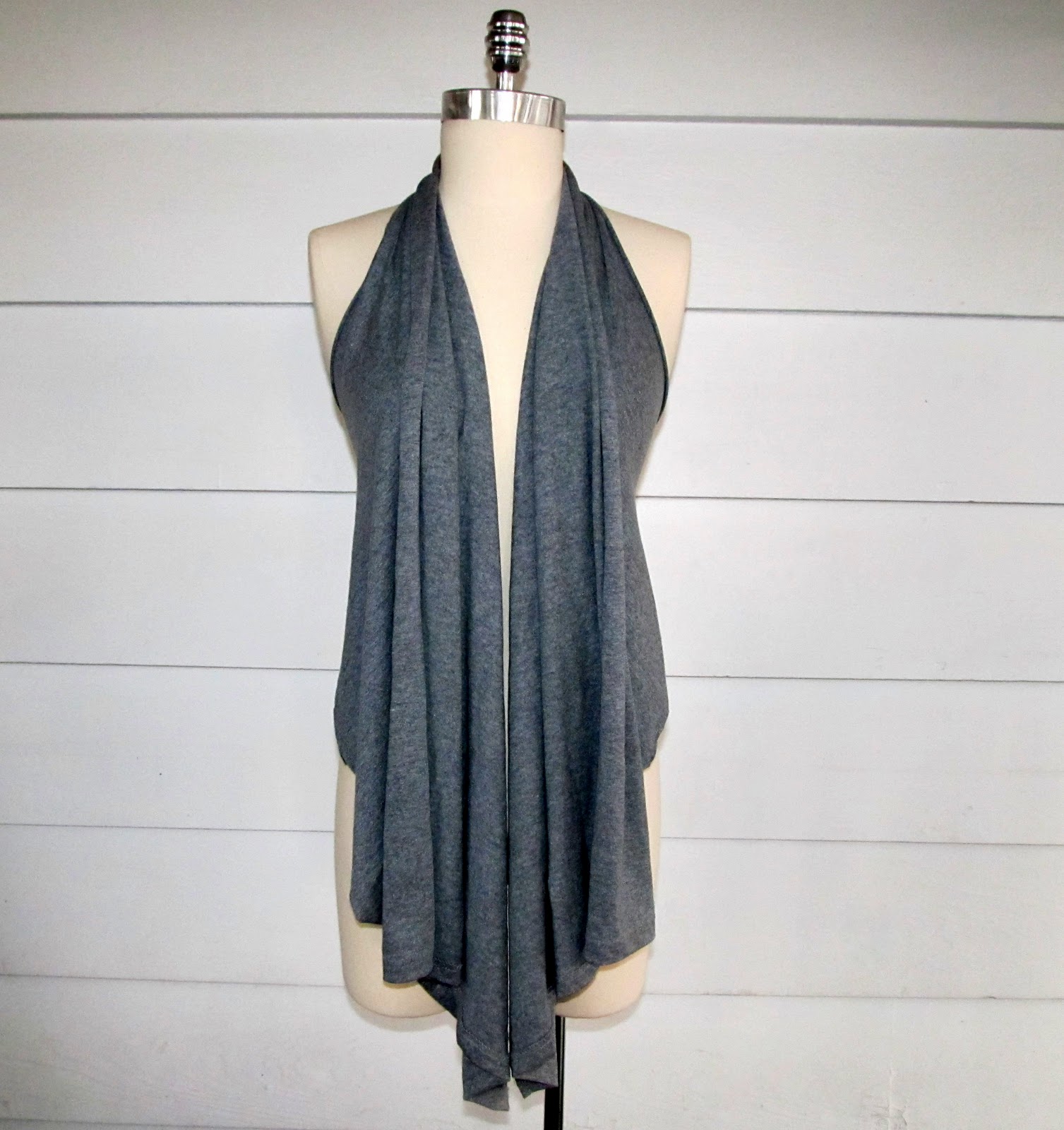 WobiSobi: 5 Minute, No Sew, Grey Drapped Vest: Revisited.