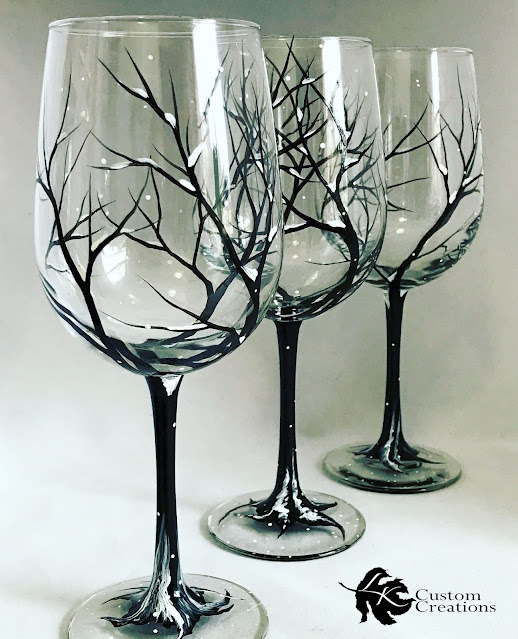 Custom hand-painted wine glasses