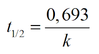 formula cálculo tempo meia vida reaçoes 1° ordem