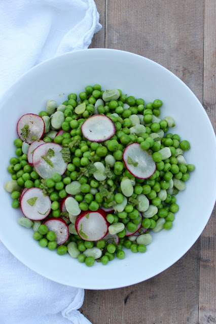 pea broad bean and radish salad