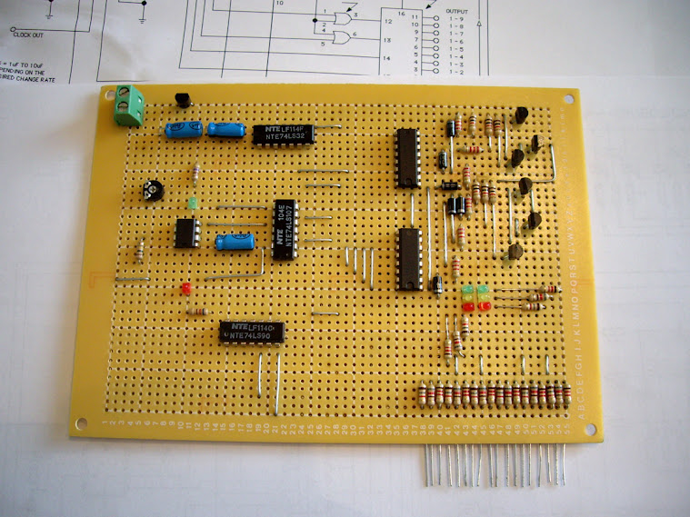 20 output custom scratch built traffic light controller circuit on a blank PC board