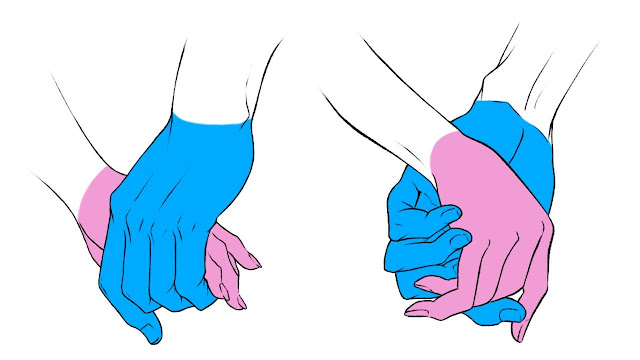 How to draw couple holding hands