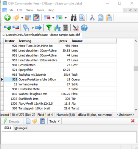 Software de visor de archivos DBF