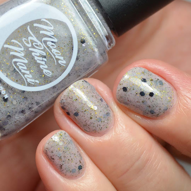 grey creme with multichrome flakies and shimmer swatch