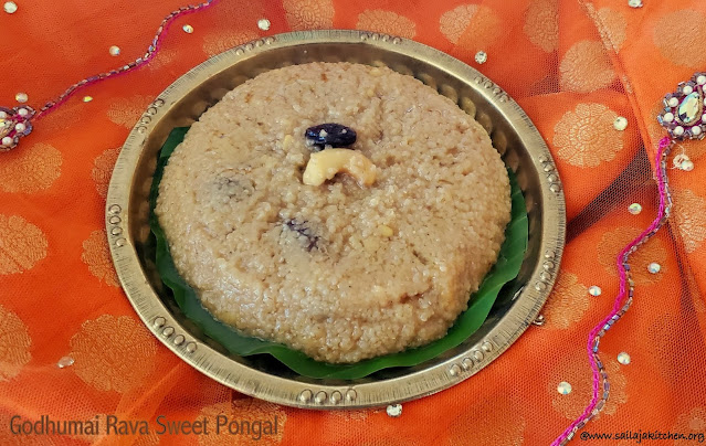 images of Wheat Rava Sweet Pongal Recipe / Godhumai Rava Sweet Pongal / Wheat Rava Sakkarai Pongal Recipe / Samba Godhumai Sakkarai Pongal Recipe