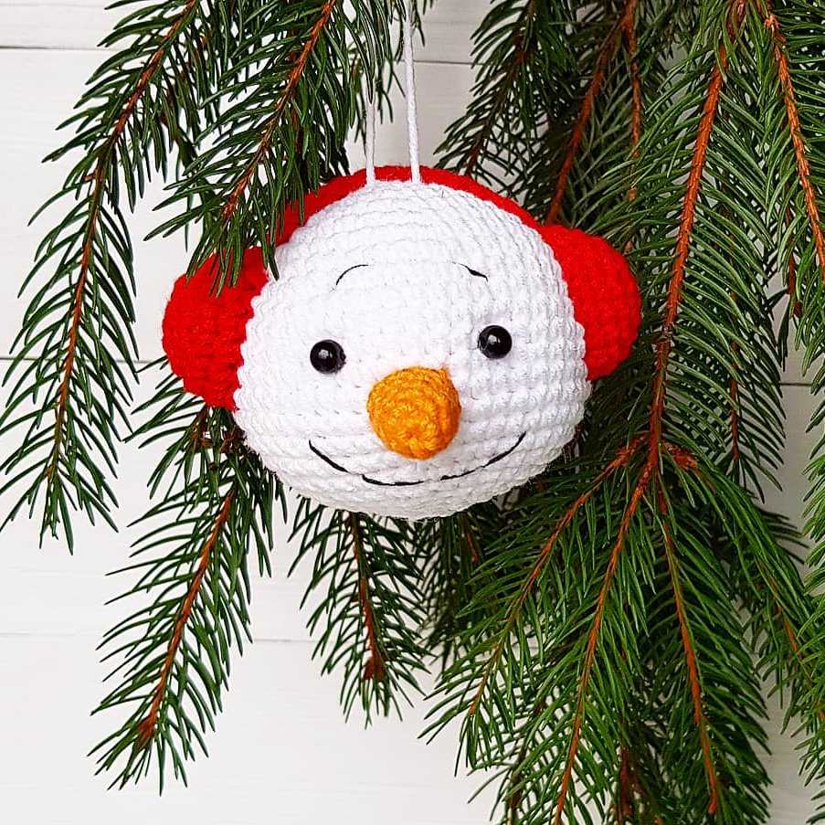 Crochet snowman Christmas ornament