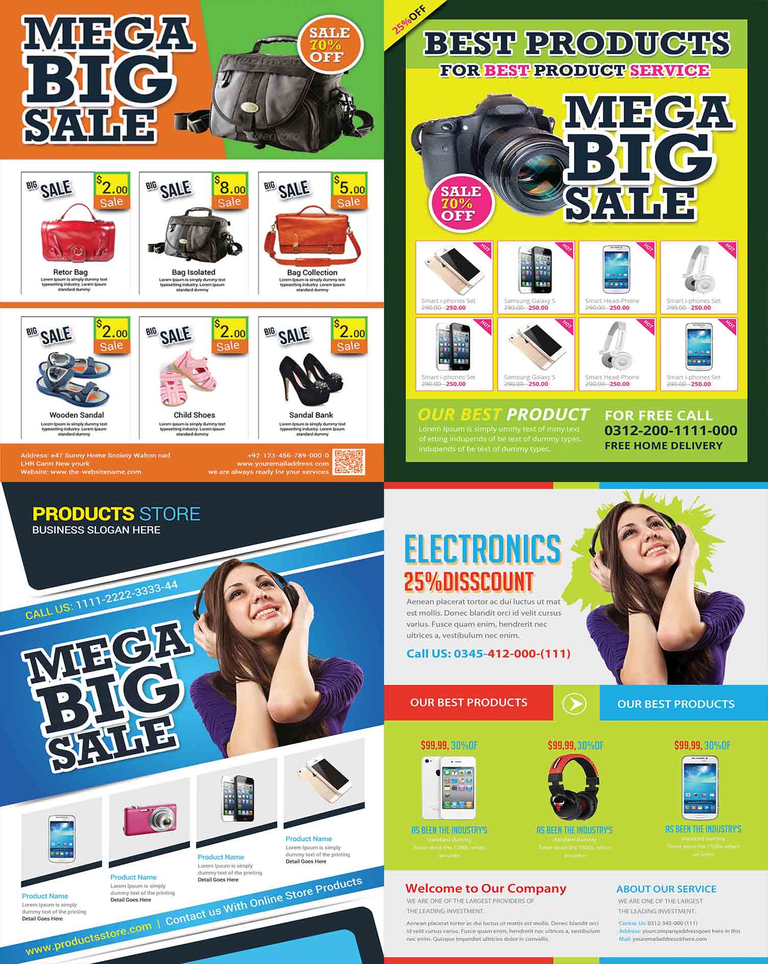 Commercial psd flyer set to professionally display commercial products