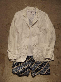 Engineered Garments "Loiter Jacket in White Pima Poplin"