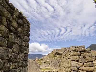 Machu Picchu picture gallery: Ribbons of white fluffy clouds over Machu Picchu