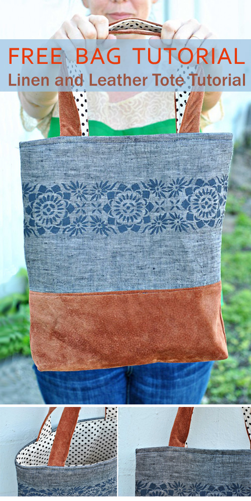 Linen and Leather Tote Bag Tutorial ~ DIY Tutorial Ideas!