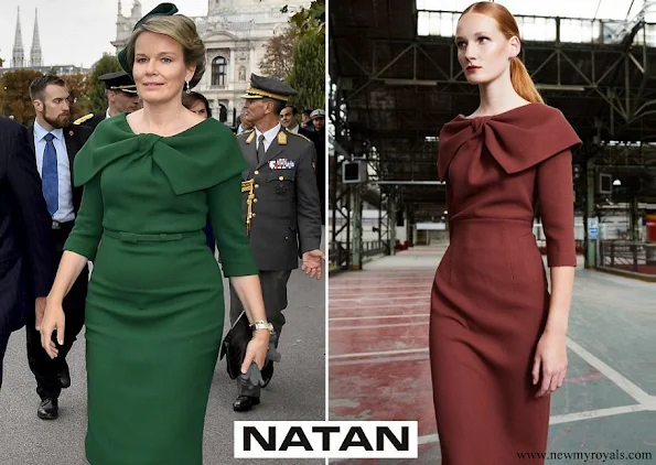 Queen Mathilde wore a green dress by NATAN