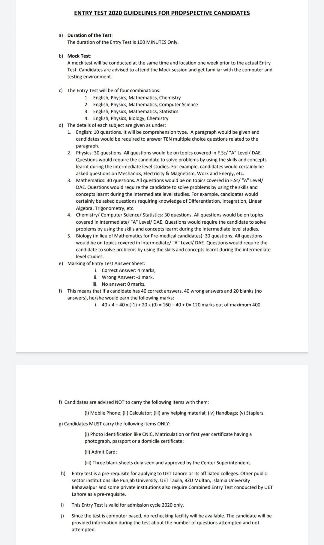 Uet ecat test guideline 2020