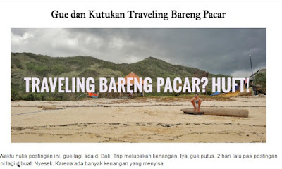 Ulasan menarik terkait blog traveling terbaik,terhadap travel blogger indonesia terkenal,yaitu whatever i'm backpacker,yg bisa dijadiin referensi travel blogger