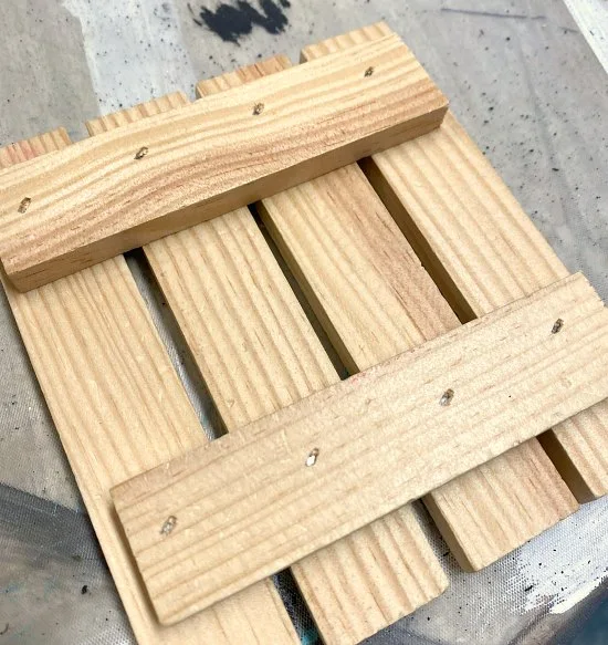 Wooden strips attached in pallet style