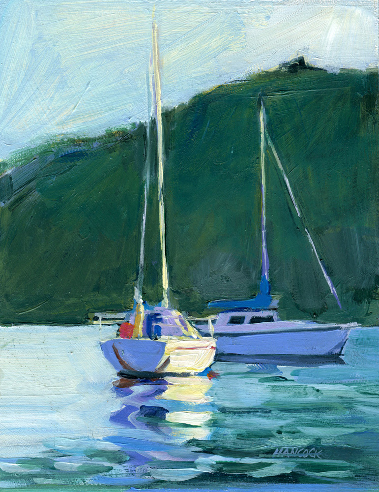 two sailboats painting