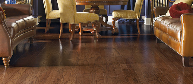 Beautiful medium brown hardwood flooring with a distinctive grain pattern