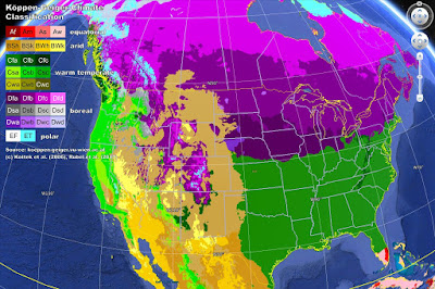 Köppen-Geiger climate zones of North America