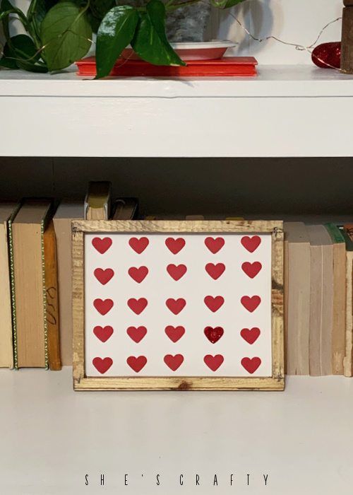 Easy framed heart punched art reverse canvas