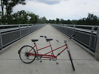 Tandem bike on bridge