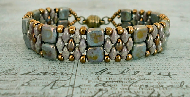 Tutorial Czechmate Tile & Superduo Cuff Bracelet by Reggie's Creations  Beaded Bracelet Pattern 