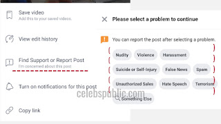 facebook report option