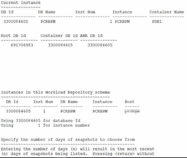 Davis Apps DBA Generating AWR Report for PDB